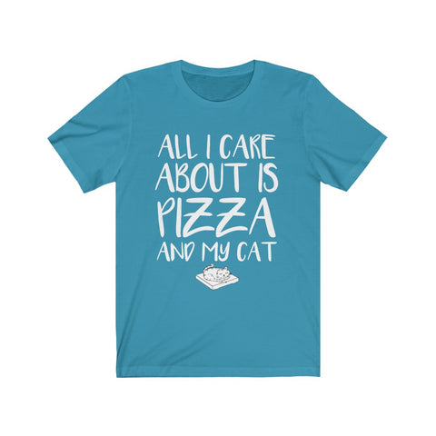 Image of All I Care About is Pizza And My Cat - Unisex Tee - Maas Tee