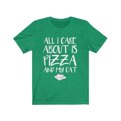 Image of All I Care About is Pizza And My Cat - Unisex Tee - Maas Tee
