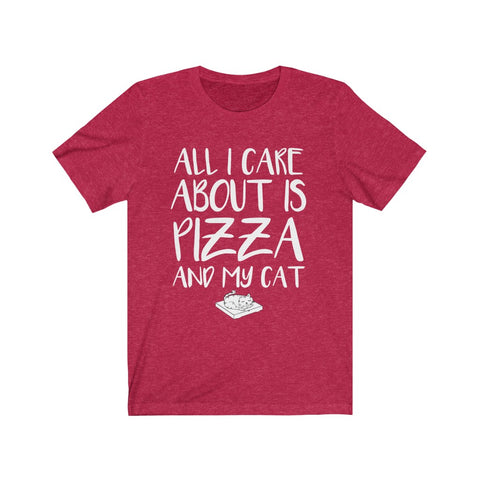 Image of All I Care About is Pizza And My Cat - Unisex Tee - Maas Tee